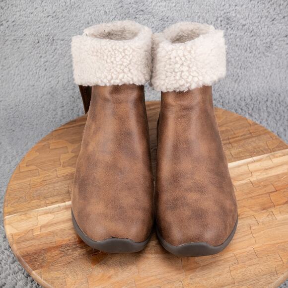 Skechers Arya Fold Over Faux Fur Booties New Rumour Chestnut Brown Size 8.5 - Picture 2 of 6